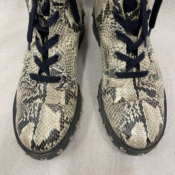 SCHUTZ Andrea Snakeskin Studded Combat Lace Up and Zip Boot Size 9.5 - Picture 6 of 16